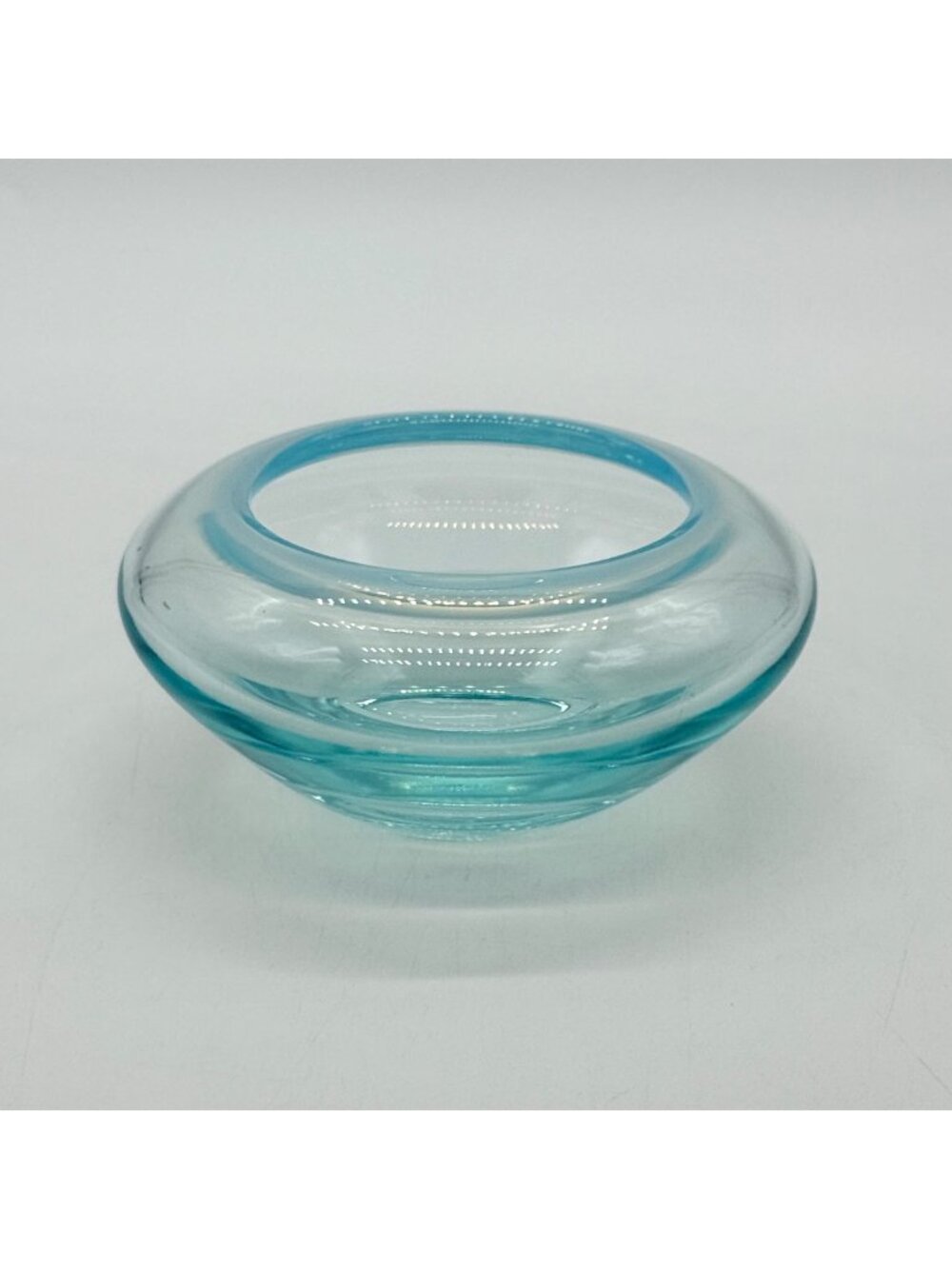 Vtg. Fostoria Seascape Caribee Blue Float Bowl 4.75" Handblown Glass